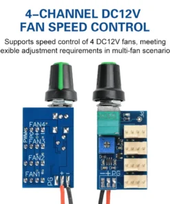 Alternative view of 4-channel DC12V 3A 4-wire PWM Fan Controller With Manual Knob Adjustment And Switch 5V 25KHZ Fan Speed Controller