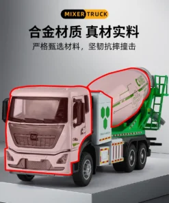 Alternative view of 1:32 Concrete Mixer Truck Alloy Model Pull Back Engineering Transporter Toy Diecast Alloy Car Model Collectible