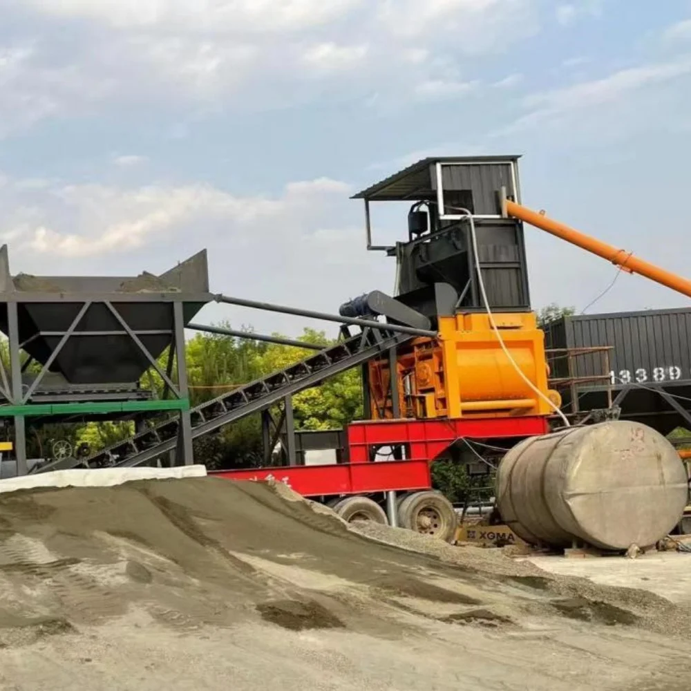 Fast Portable Dry Mix Batch Concrete Plant Mobile Dry Concrete Batch Plant Production Line Motor Engine Concrete Batching Plant - Image 6