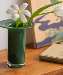 Green Straight-Shape Hydroponic Glass Vase Ornament