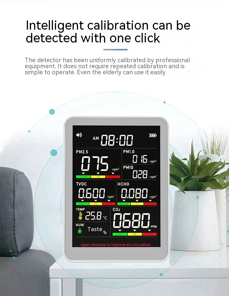 Portable Air Quality Detector Formaldehyde Carbon Dioxide Detection Indoor Temperature Detection - Image 3