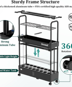 Large Basket Hydroponics Growing System Kit, 32 Pods Vertical Hydroponic Garden with 2 Grow Light Modes, Auto Circulating Water System, 32L Indoor Gardening System for Herb Vegetable Fruit - Image 8