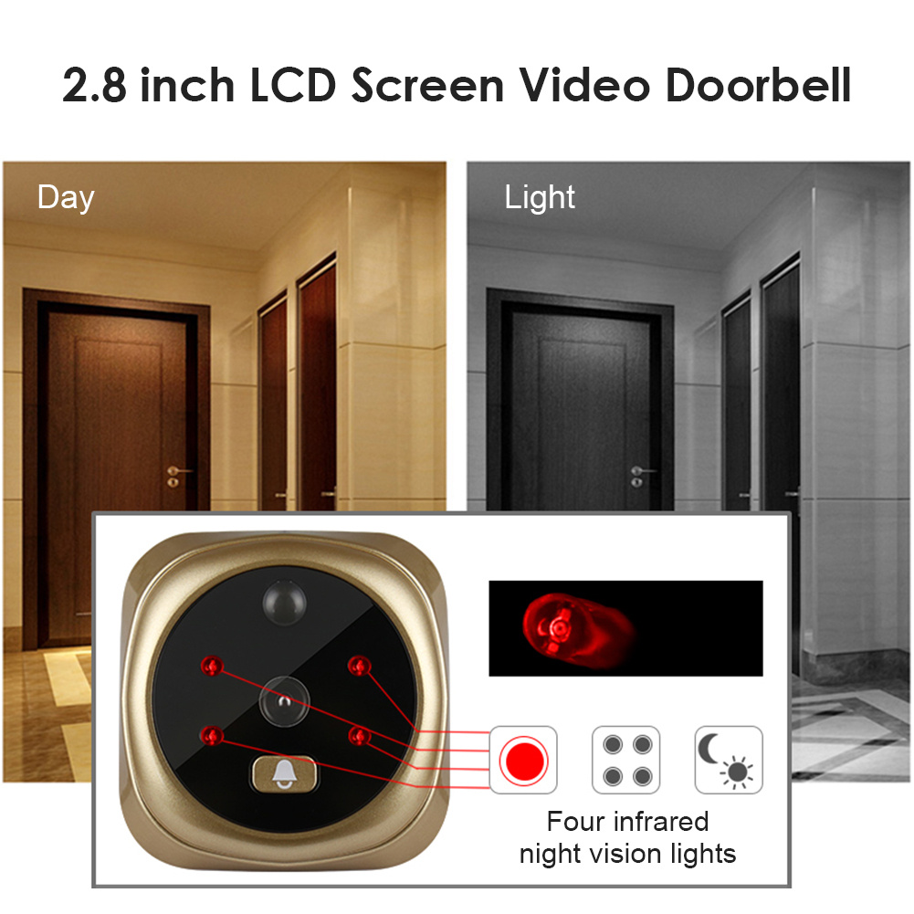 2.8 Inch Infrared Night Vision Camera Video Intelligent Electronic Peephole Visual Peephole Doorbell - Image 2