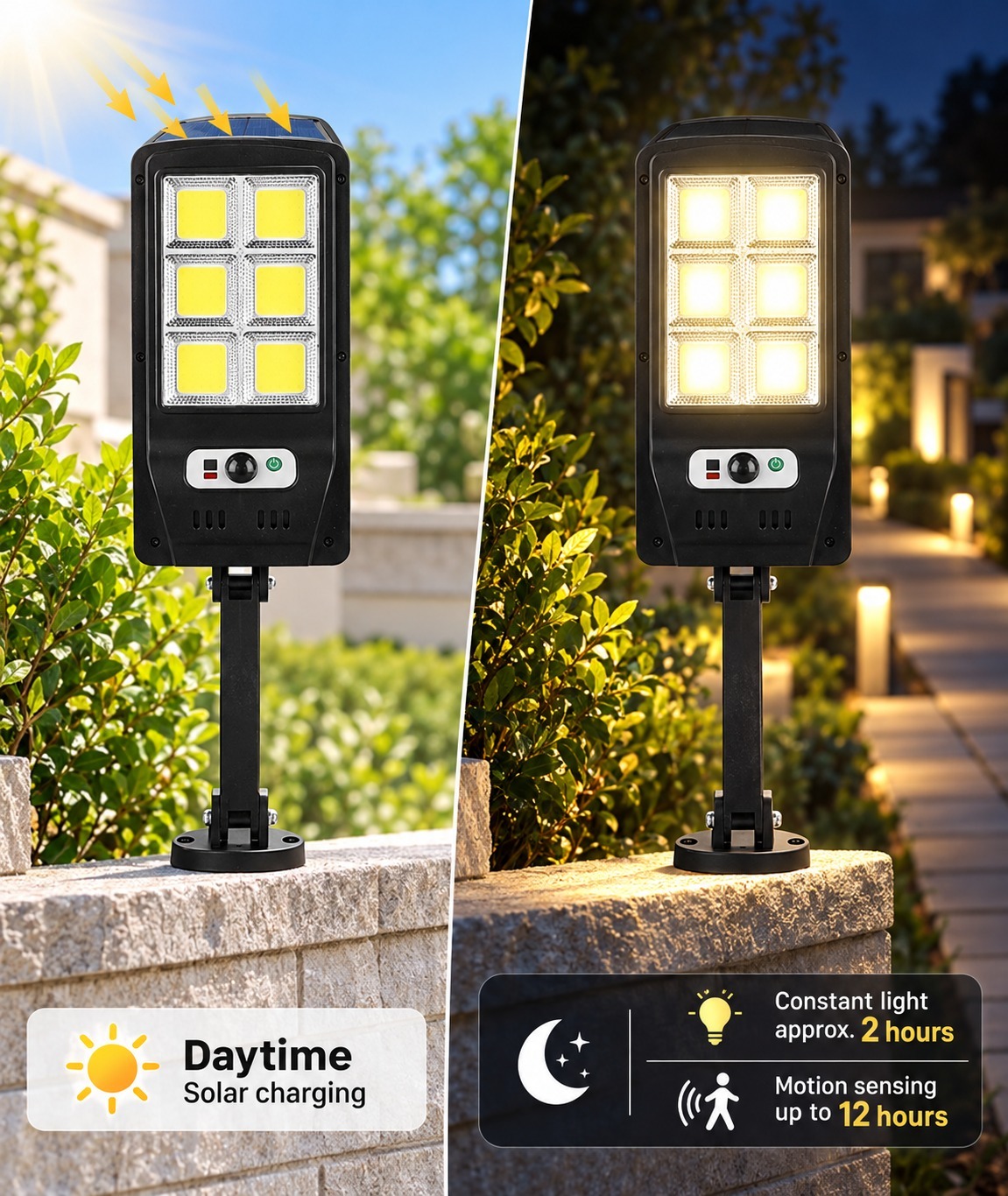 W756 6 Solar LED Light For Patio Yard Lighting Wholesale Supplier Powered COB Street 1500mAh - Image 4