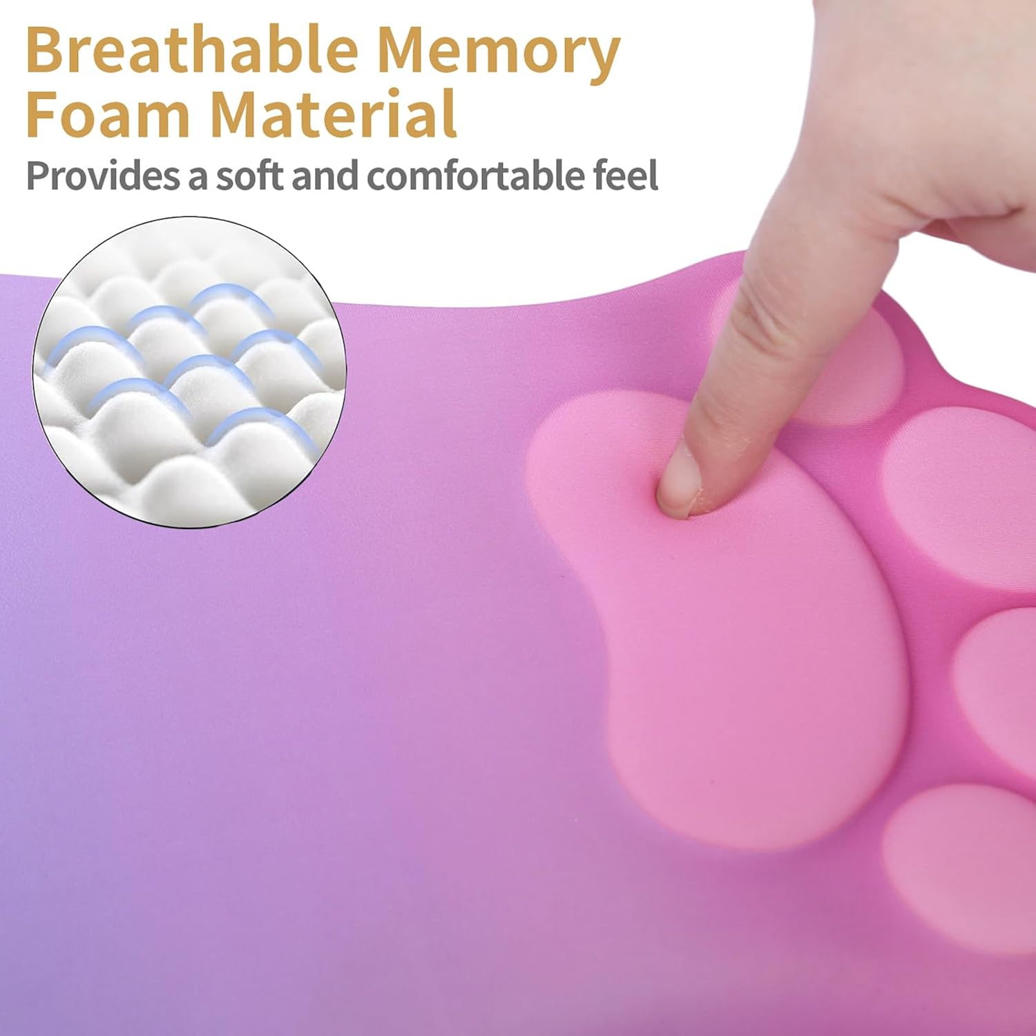 Ergonomic Mouse Pad with Wrist Rest,Pink Mouse Pad Wrist Support - Image 3