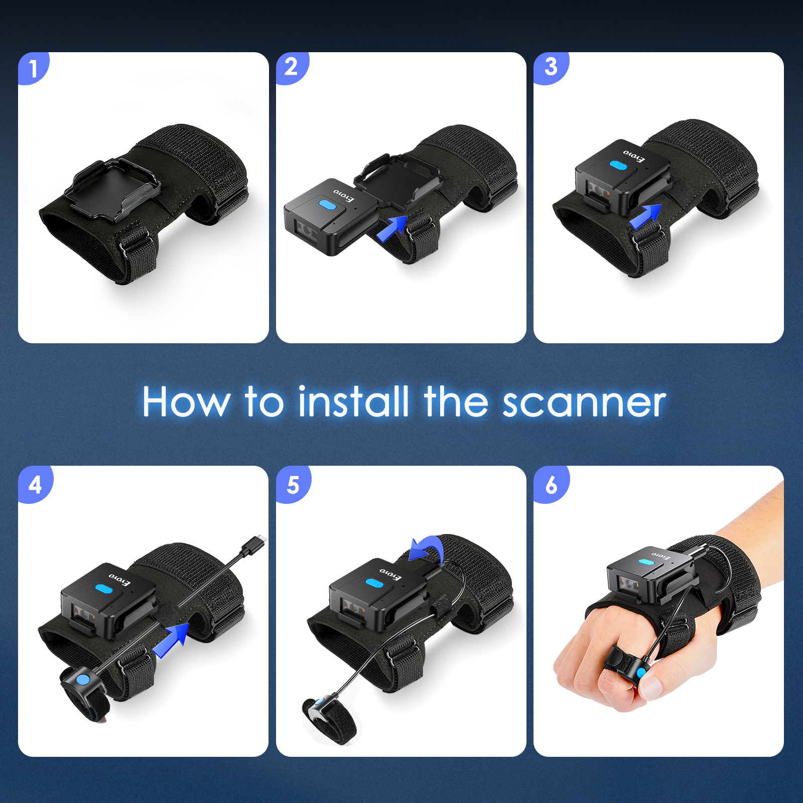 Portable Two-dimensional Wrist Barcode Scanner Gloves Bluetooth Scanner - Image 4