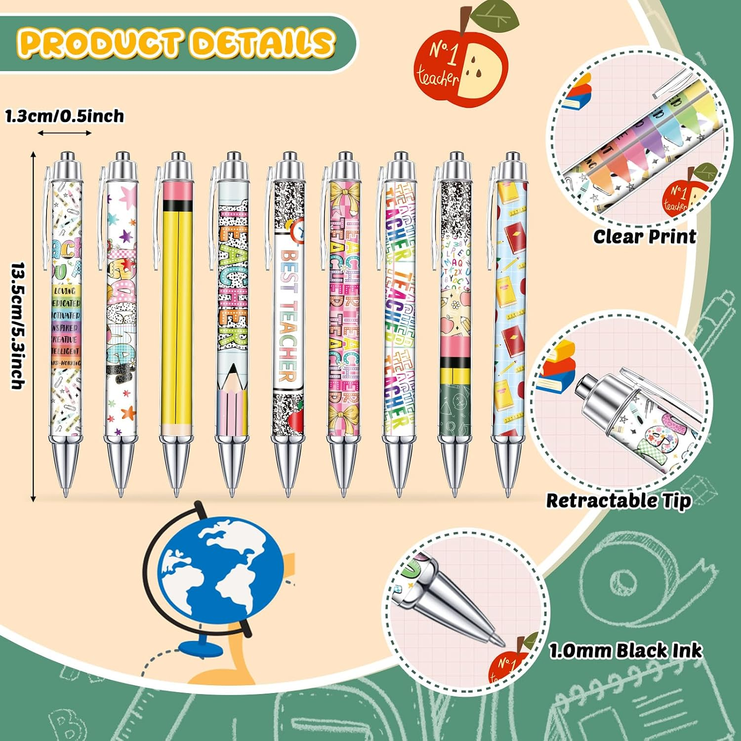 18 Pcs Teacher Desk Accessories, 9 Set Sticky Note & Pens - Image 2