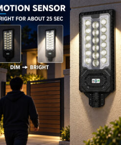 Solar Powered Motion Sensor Outdoor Light W7114 2 Black For Garden Yard Street Wall LED - Image 5