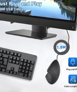 Wired Ergonomic Mouse, USB Wired Vertical Mouse with 800/1200/1600 Adjustable DPI, 6 Buttons Ergonomic Mouse for Laptop/Pc/Desktop-Black - Image 4