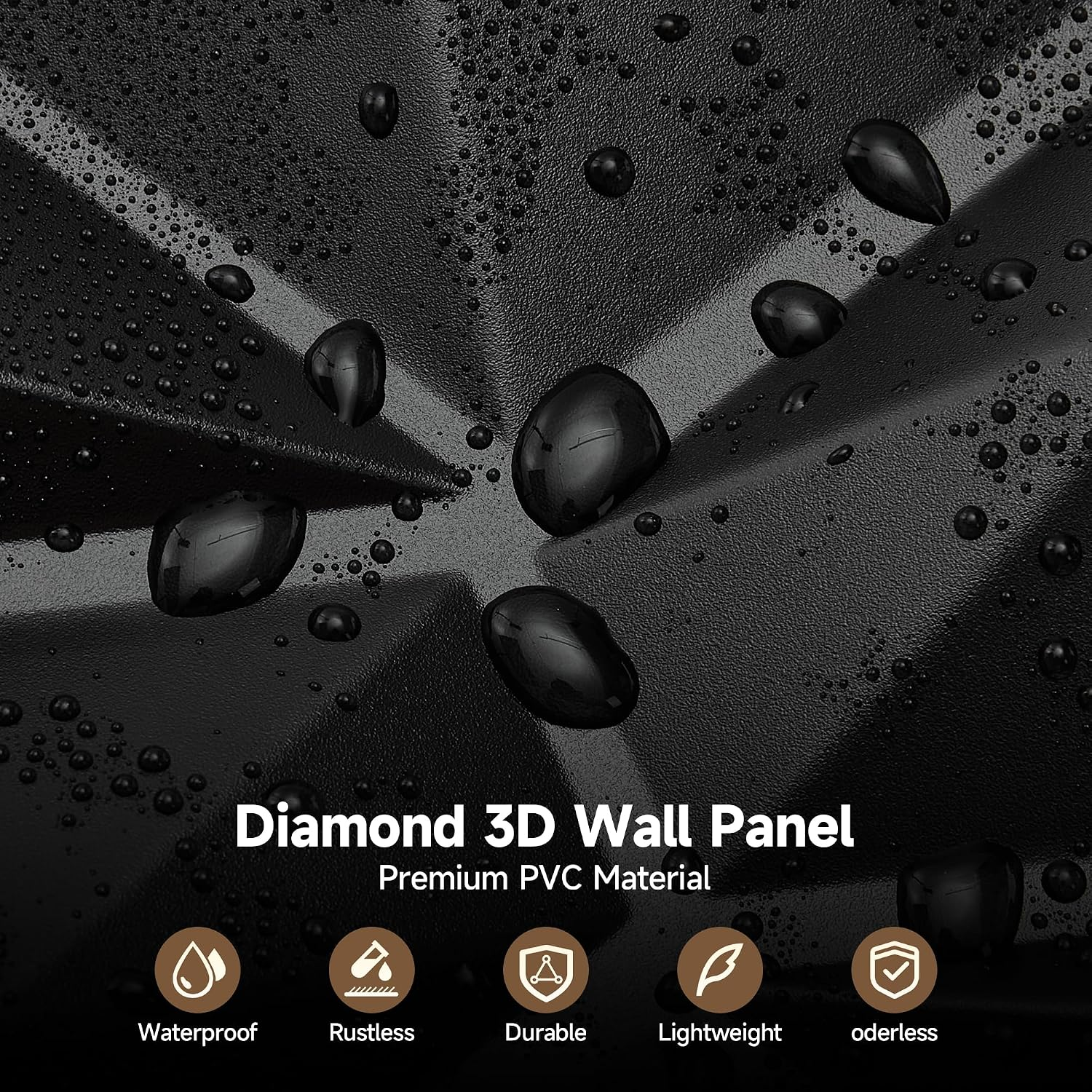 3D Wall Panels, Diamond Textured PVC Accent Wall Panels - Image 3