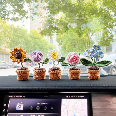 Indoor Personalized Car Hand Crocheted Potted Plant Decorative Ornaments