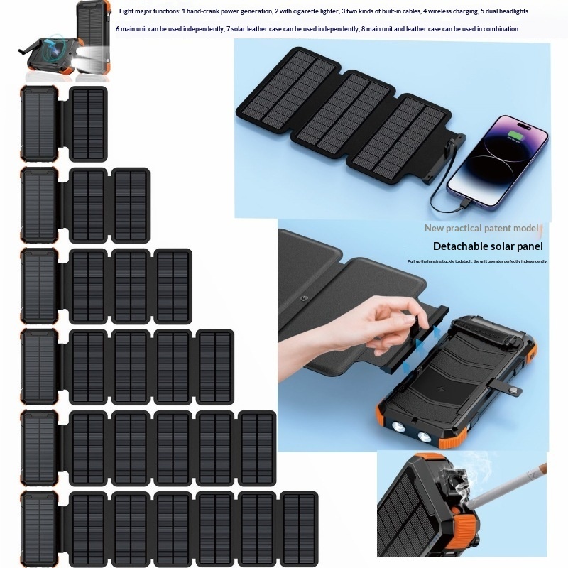 Outdoor Power Bank With Foldable Hand-Crank Solar Charger - Image 2