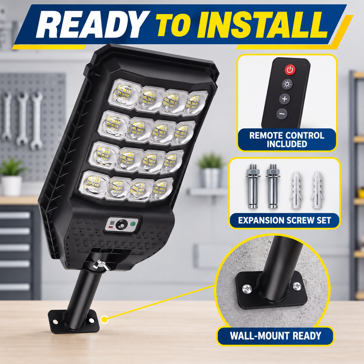 Solar Powered Motion Sensor Outdoor Light W7208 4 Black For Garden Yard Street Wall LED - Image 6