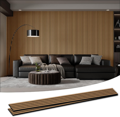 2 Pack 105.9" X 12.6" X 0.8" Acoustic Wall Panels Sound Absorbing, Wood Slat Wall Panels for Wall Decor, Soundproof Wood Wall Panels, Teak