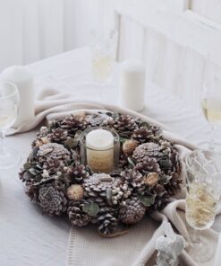 Natural Plant Pine Cone Wreath Candlestick Indoor Table Decoration - Image 4