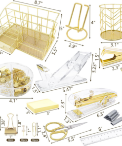 Alternative view of Gold Desk Organizers,Desk Accessories,Office Supplies Set,13Ps Set with Acrylic Stapler,Tape Dispenser,Staple Remover,Pen Holder,Clips,Scissor, Phone Holder,Pen