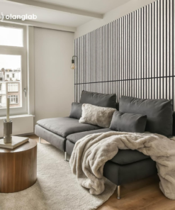 Alternative view of Wood Slat Wall Panels 4 Pack, Acoustic Wall Panels, 47.24'' X 23.62" Each 3D Wall Panels for Interior Wall Decor (White)