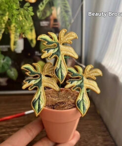 Indoor Tropical Plants Handmade Embroidery Green Plant Potted Plants