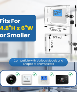 Alternative view of 2 PCS Universal Clear Thermostat Lock Box with Key, Compatible with Most Thermostats, AC Thermostat Cover with Lock Fits Thermostats 5" H X 7" W or Smaller Thermostat on Wall