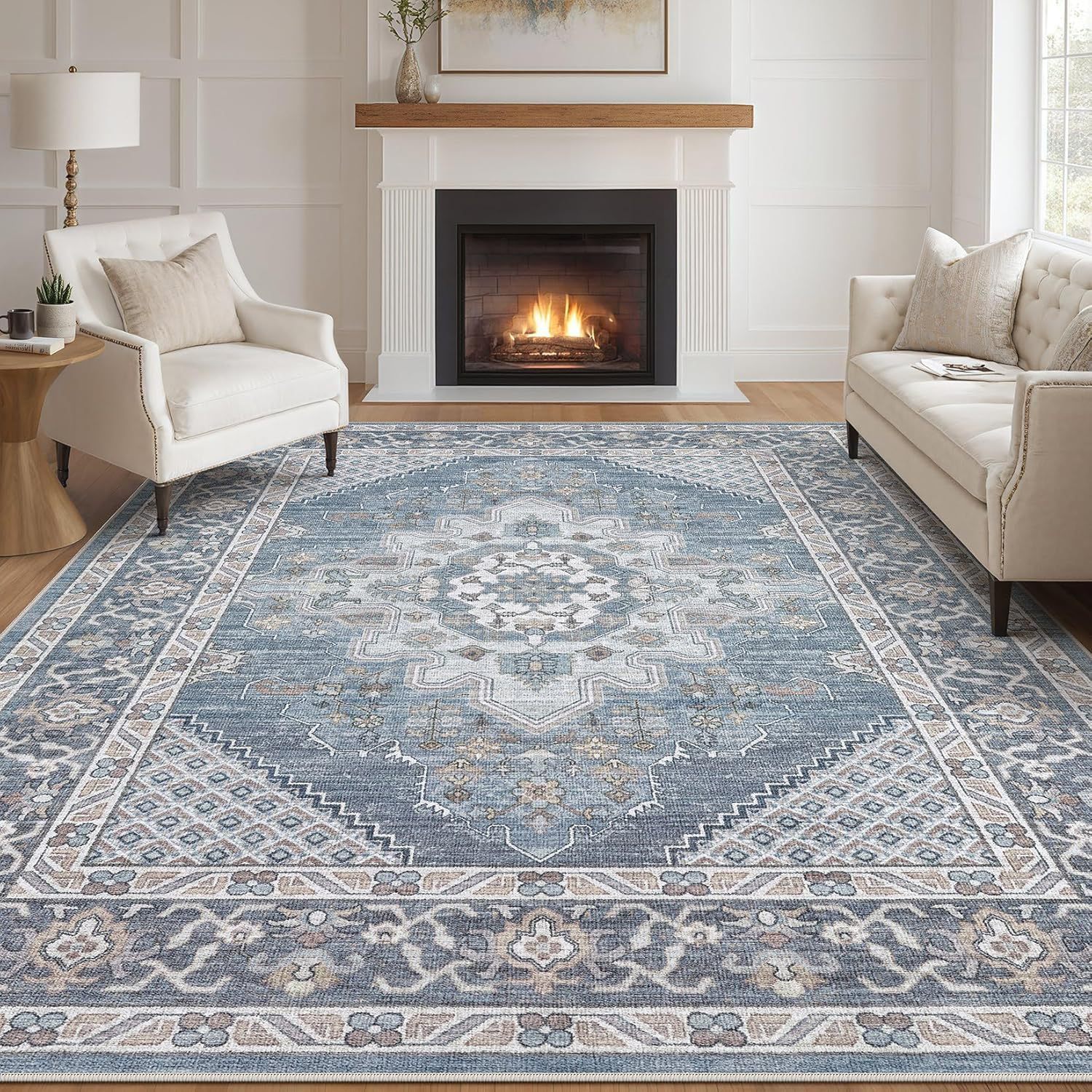 Persian-style Faux Cashmere Washable Floor Mat - Image 2