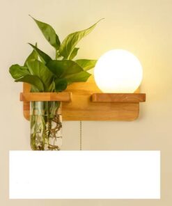 Green Plant Solid Wood Corridor Decoration Bedroom Bed Creative Wall Lamp - Image 7