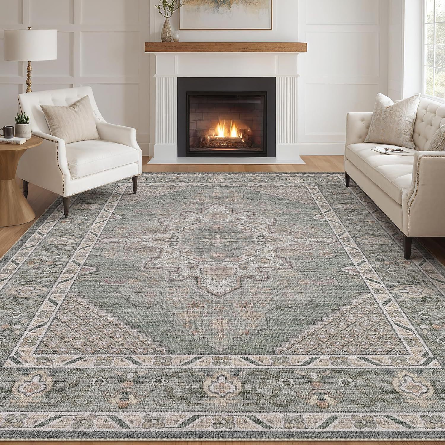 Persian-style Faux Cashmere Washable Floor Mat - Image 6