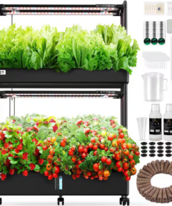 60 Pod Vertical Hydroponic Garden Kit with 2 Light Modes, Auto Circulating Water System, 32L Indoor Gardening System