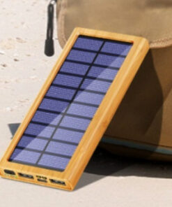 Solar-powered Wood-grain Power Bank Outdoor Portable Charger With LED Light