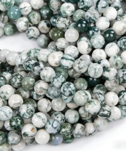 108 Pcs Moss Agate Beads for Jewelry Making 8 MM Tree Agate Gemstones Loose Stone Beads