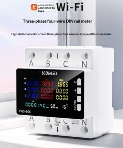 Smart WiFi Three Phase Four Wire DIN Rail Energy Meter Multifunction Voltage Current Power Monitor