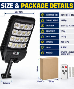 Solar Powered Motion Sensor Outdoor Light W7208 4 Black For Garden Yard Street Wall LED - Image 8