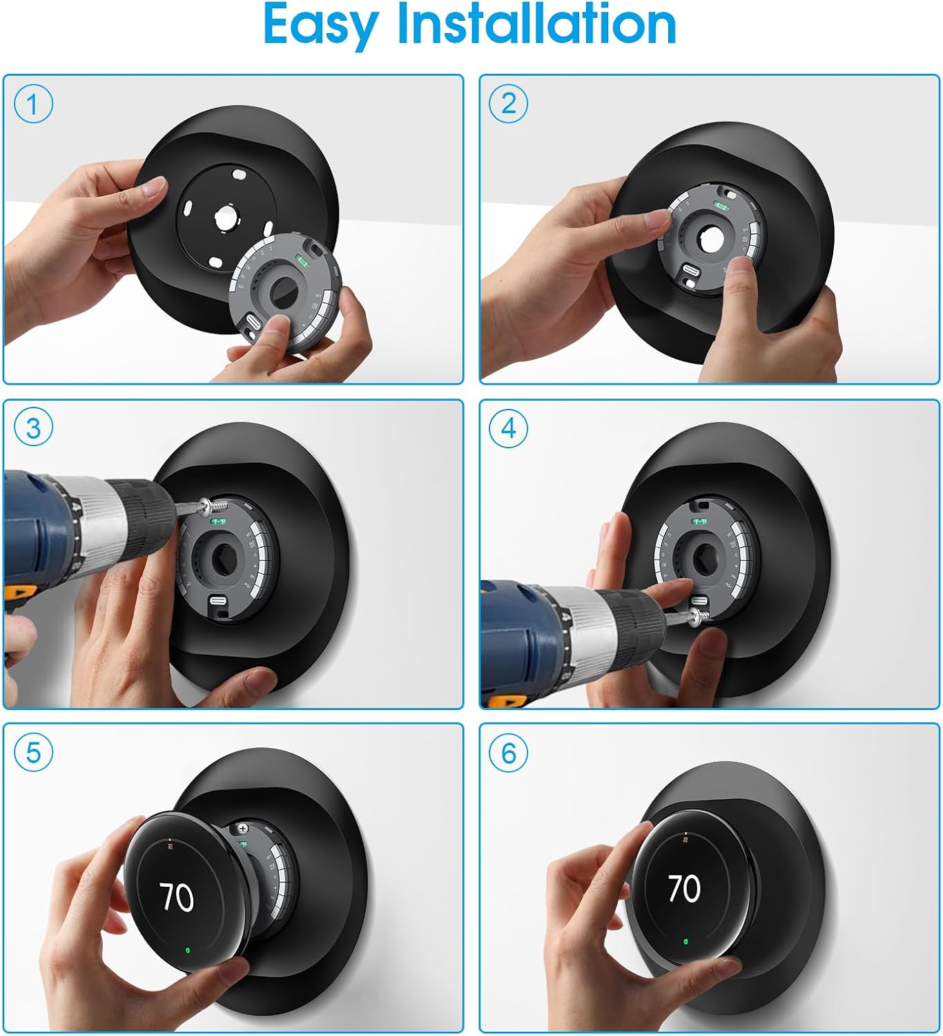 Wall Plate Cover for Google Nest Learning Thermostat 4Th Gen, Black - Image 7