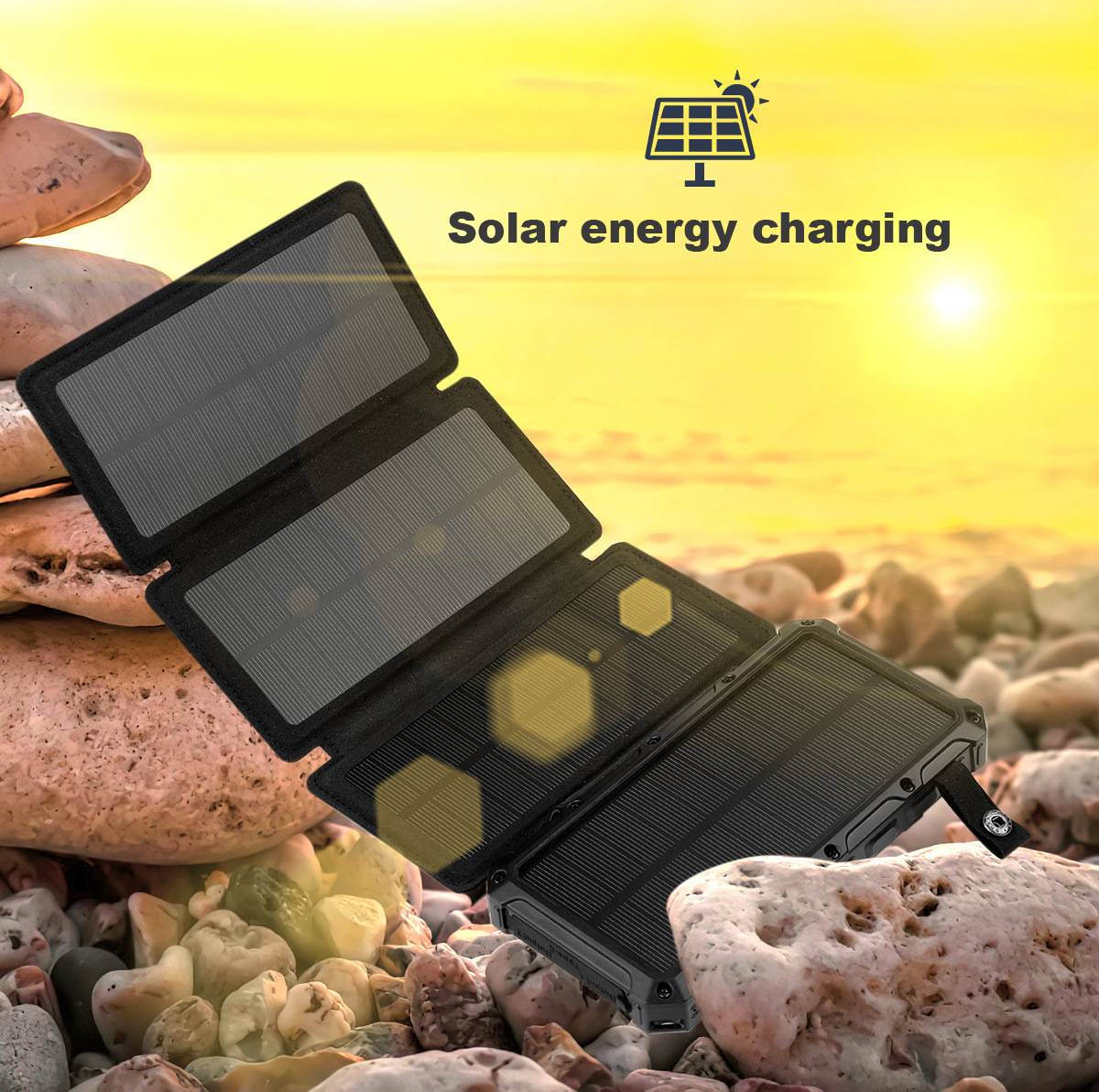 20,000mAh Foldable Solar-Powered Power Bank With Wireless Charging - Image 2