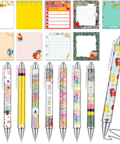 18 Pcs Teacher Desk Accessories, 9 Set Sticky Note & Pens
