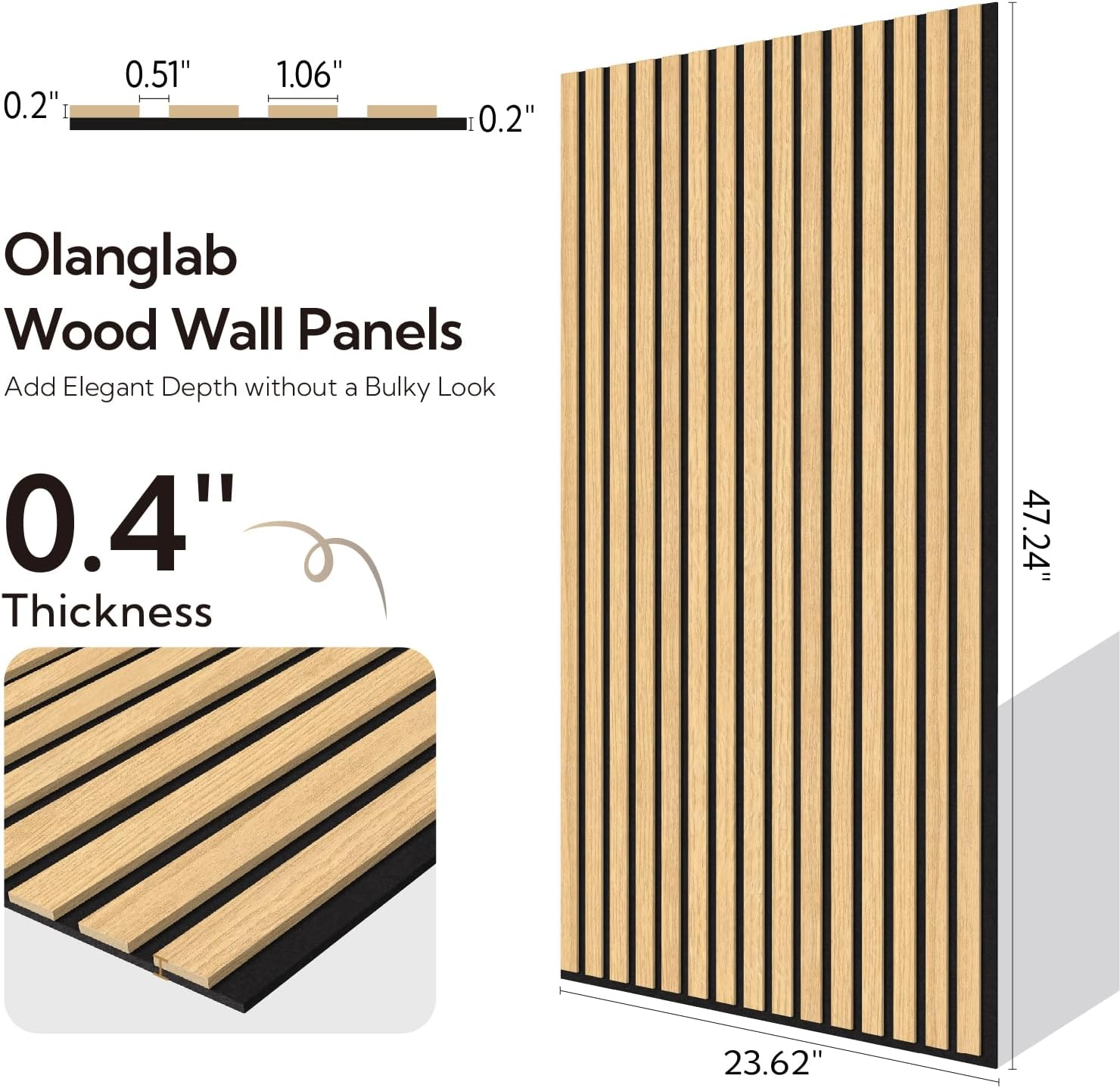 Wood Slat Wall Panels 4 Pack, Acoustic Wall Panels, 47.24'' X 23.62" Each 3D Wall Panels for Interior Wall Decor (Warm Oak) - Image 4